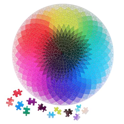 VICASKY 1000 Stück Regenbogen Puzzle für Erwachsene Teiliges Farbübergangs Puzzle Kreative Geschenkidee Einzigartiges Design aus Hochwertigem für Stundenlangen Spaß von VICASKY