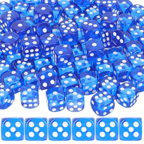 VICASKY 100St Unterhaltungswürfel Spiel Zahlenwürfel würfeln farbwürfel Colour Cube farbenwürfel boardgame настольная игра Party Games Partywürfel Würfel-Layouts tragbare Würfel Acryl Blue von VICASKY