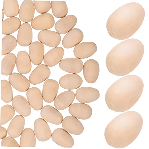 VICASKY 100St eierimitationen aus Holz Eierbaum Modellbausätze Fritteuse Mini-Eier Ostereier basteln Easter Egg Decoration ostersimulationsei für Party Osterparty-Eierdekorationen hölzern von VICASKY