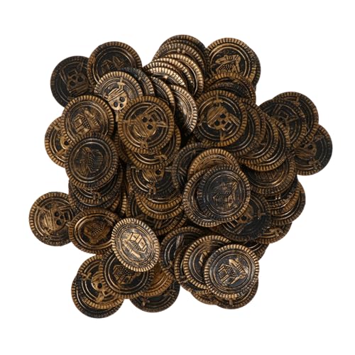 VICASKY 100St simulierte Münzen Piratenzubehör Piratenschatz Piratenparty Partyzubehör Piratenspielzeug Party Sachen Party Supplies vergrabenes Schatzspielzeug plastischer Schatz Plastik von VICASKY