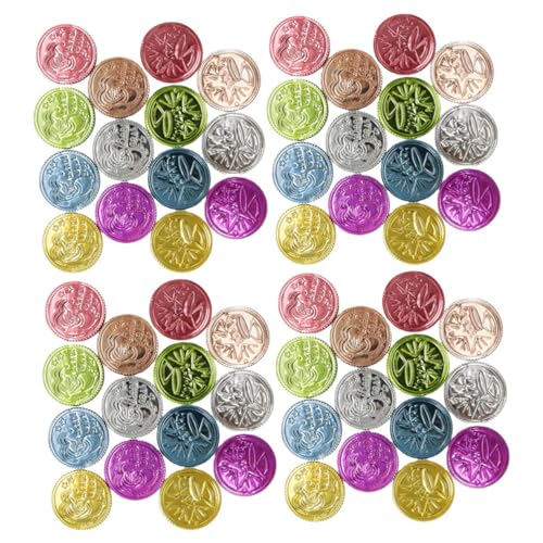 VICASKY 100st Farbige Glücksmünzen Belohnungsglas Belohnungsgläser Karnevalsmünze Unterhaltungsmünzen Goldmünzen Aus Kunststoff Party-münzspielzeug Spiel Bunte Münzen Plastik Colorful von VICASKY