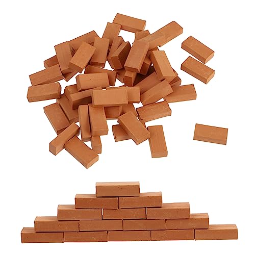 VICASKY 100st Mini-Steine Wandziegel Puppenhaus Ziegel Mini-Ziegel Und Zement Mini-zementstein Miniatur-ziegelfigur Tisch Plüsch Fingerpuppen Anzug Roter Ziegelstein Ton Kind Sandkasten von VICASKY