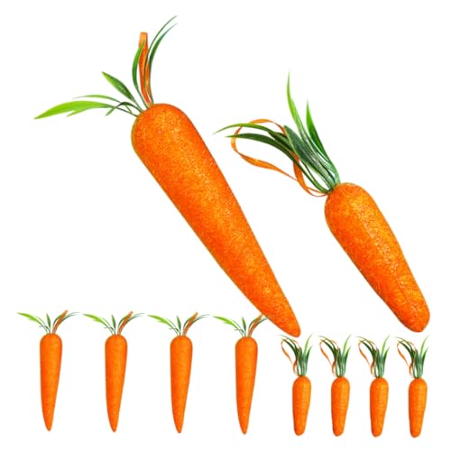 VICASKY 10Pcs Karotte-Anhänger Türen Plüsch Karotte Handwerk Dekoration hängen zu Ostern basteln für Ostern Osterschmuck für Baum Ostern hängende verzierung Plastik Orange von VICASKY
