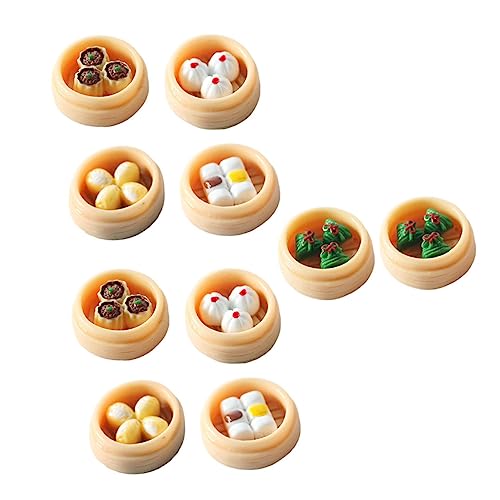 VICASKY 10St Simulation Kleiner Käfigschmuck Dekoration Mini-Essen Mikrolandschaftsdekor zubehör puppenhaus puppenhauszubehör Mini-gedämpftes Essen kleine Statuenverzierung Harz Colorful von VICASKY