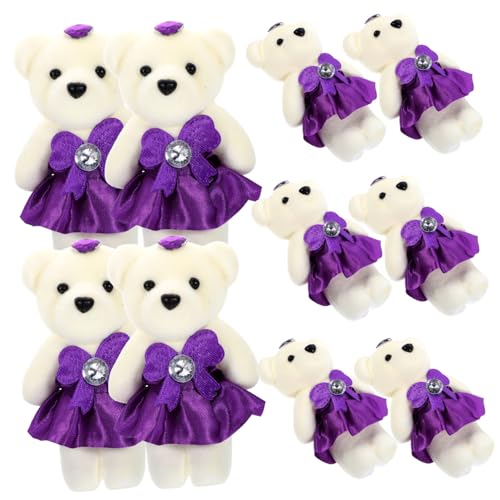 VICASKY 10St Bärenpuppe Mini-Grad-Bouquet-Bär Blumenstrauß-Blase-Stoffbär Tier Spielzeuge Hochzeitsauto-Plüschbären Bär Puppe Spielzeug EIS schmücken Plüschpuppe Ornamente Baby Violett von VICASKY