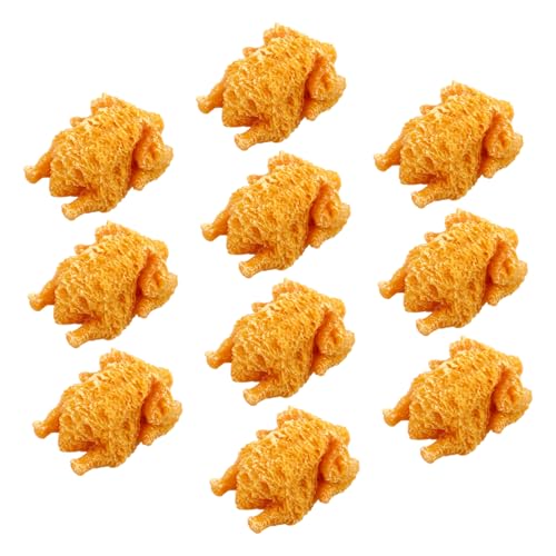 VICASKY 10st Gebratene Hühnerornamente Hähnchenflügel Und Gabeln Huhn Gebraten -hähnchen Gefälschte Fleischbällchen Fleischsimulation Partydekoration Mit Gebratenem Huhn Hühnereis Harz von VICASKY
