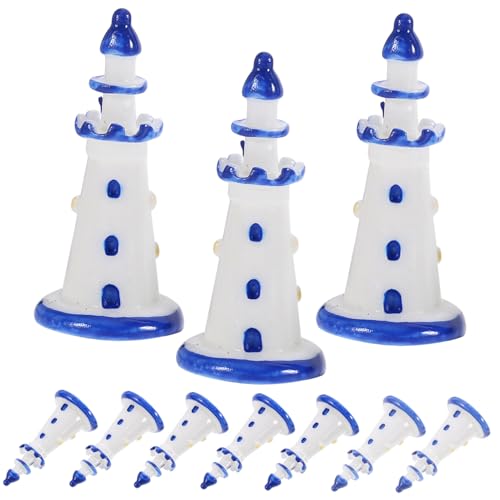 VICASKY 10st Mini-Leuchtturm Nautische Miniaturen Zum Basteln Mini -gewächshaus Mikrolandschaft Leuchtturm Kleine Enten Miniatur-puppenhaus Kleine Leuchtturmfiguren Mädchen Blue Harz von VICASKY