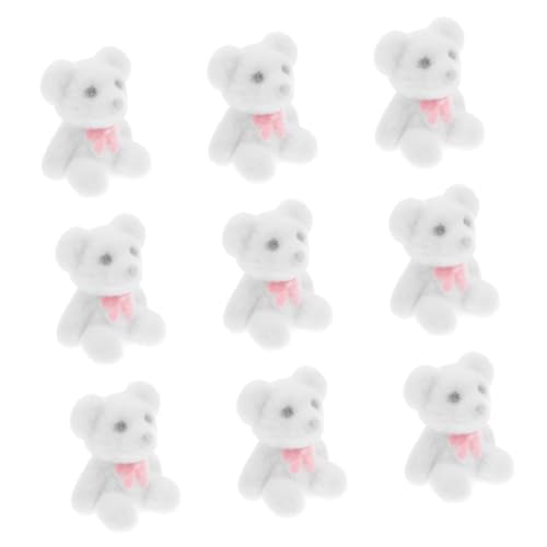 VICASKY 10st Mini-bärpuppe Beflockte Bärenfigur Bär Dekoration Bär Figur Miniaturbär Schmücken Kleine Bärenstatuen Im Garten Kleine Dekorationen Kleine Bärenpuppe Mini-flockbär Weiß PVC von VICASKY