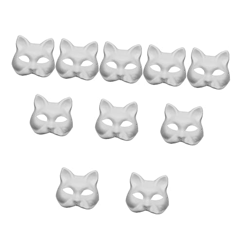 VICASKY 10st Zellstoff-blank-maske Unbemalte Katzenmaske Maskerade Katzenmasken Für Erwachsene Fuchsmaske Diy-maske Kostüm Einfache Maske Selber Machen Lackierbar Party-papiermaske Weiß VICASKY 10st Zellstoff-blank-maske Unbemalte Katzenmaske Maskerade Katzenmasken Für Erwachsene Fuchsmaske Diy-maske Kostüm Einfache Maske Selber Machen Lackierbar Party-papiermaske Weiß von VICASKY