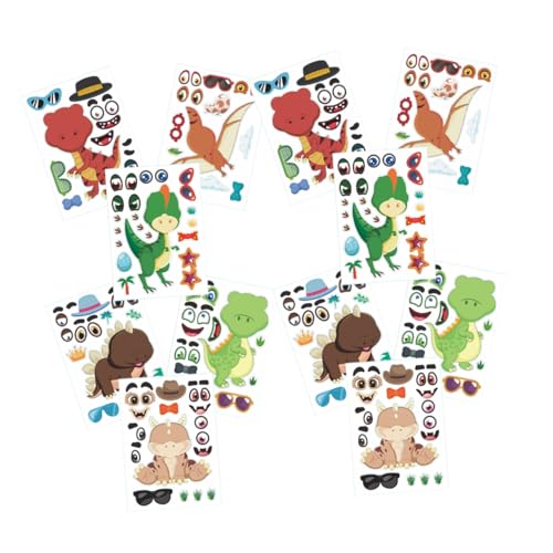 VICASKY 12 Blätter DIY Cartoon -Aufkleber Machen Ihre Eigenen Dinosaurier -abziehbilder DIY Dinosaurieraufkleber Für Kleinkinder von VICASKY