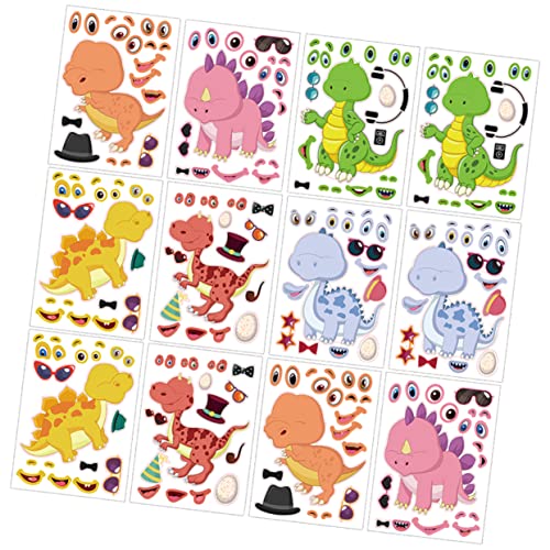 VICASKY 12 Blatt Dinosaurier-Puzzle-Aufkleber hühner stickerbögen namenssticker Entzückende Dinosaurier-Aufkleber Kindergeschenke Kupferplattenaufkleber von VICASKY
