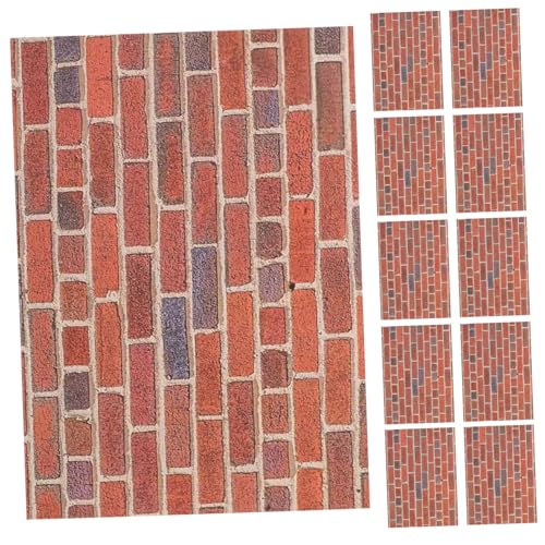 VICASKY 12 Blatt Puppenhaus Tapete Rote Ziegeloptik Wandverkleidung DIY Miniatur Wanddeko Leicht Zuschneidbar Realistische Ziegelstruktur von VICASKY