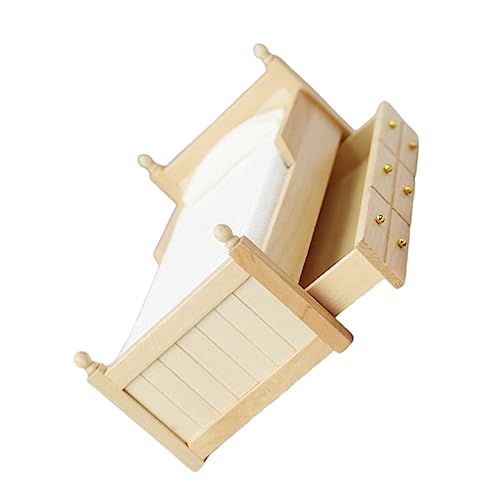 VICASKY Puppenhaus Zubehör Miniatur Bett für Maßstab 1:12 Landschaft Modelle Mini Liefert von VICASKY