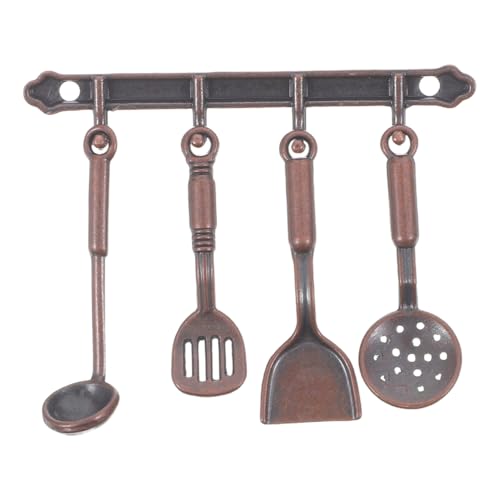 VICASKY 12 Puppenhaus-Miniatur-Küchengeschirr-Set aus Metall, Kaffeefarbe, realistisches Küchenzubehör für Puppenhaus, Küche, Spielen und Dekoration von VICASKY