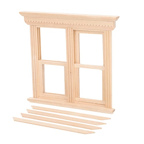 VICASKY 12 Puppenhausfenster Miniatur Puppenhausmöbel im Freien Häuser Tür puppenhauszubehör Puppenmöbel Möbelzubehör Fensterrahmenverzierung Fenster drücken Fenstermöbel hölzern von VICASKY