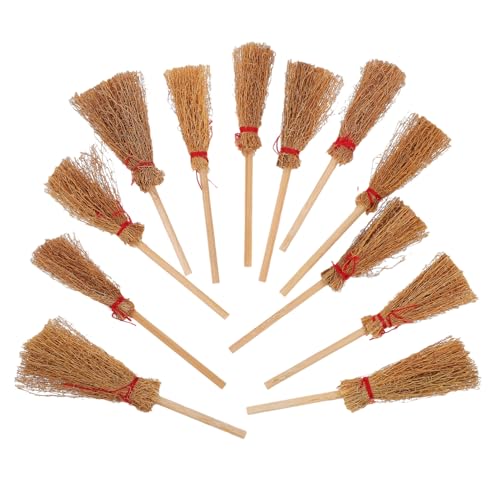 VICASKY 12er-Pack Halloween-mini-Hexenbesen Realistisches Miniaturspielzeug Für Jungen Und Mädchen Holzbastelzubehör Als Dekoration Für Das Puppenhaus von VICASKY