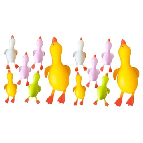 VICASKY 12 Prise Musik Spielzeug für Kinder Kinderspielzeug Bürogeschenke Spielzeug zum Stressabbau für Kinder Drücken Sie die Form Einer Ente Quetschspielzeug in Entenform von VICASKY
