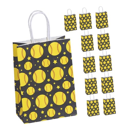 VICASKY 12 Stück Baseball-leckerli-beutel Mit Griffen, Geschenktüten Für Sport-mottopartys, Papier-süßigkeitstüten von VICASKY