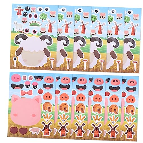 VICASKY 12 Stück Bauernhof Aufkleber kinderzimmer Sticker tiermotive Sticker Notizbuch Aufkleber Tiergesichter Aufkleber Tiere Aufkleber Gesichtsaufkleber Kupferplattenaufkleber von VICASKY
