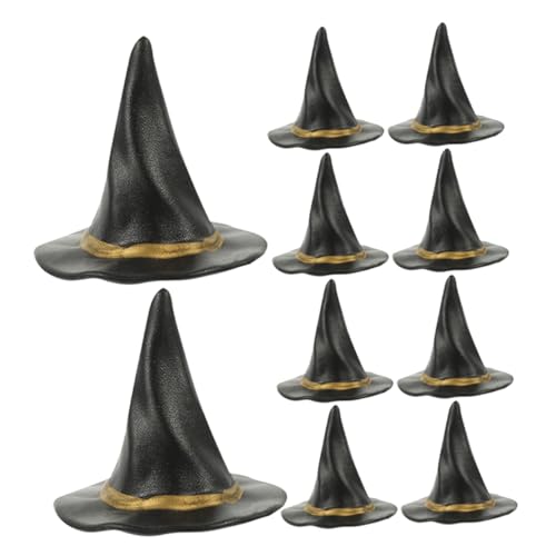VICASKY 12 Stück Hexenhut -Dekoration Hexenhut Miniatur Kappen Minihüte zum Basteln kleine Huthüllen Minipuppenhüte zum Basteln Hexenhut Plastik Black von VICASKY