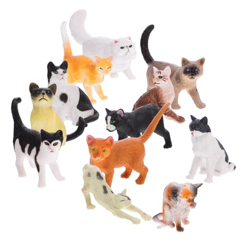 VICASKY 12stücke Katzenfiguren Realistische Katzenmodelle Für Dekoration Und Lernspielzeug Ergänzung Für Zuhause Und Büro von VICASKY