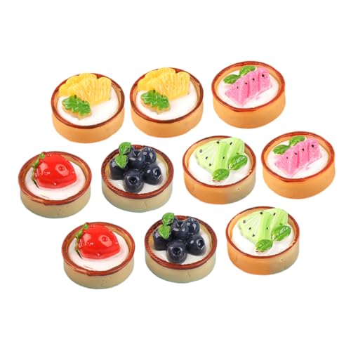 VICASKY 12 Stück Mini Künstliche Obsttorte Dekorative Fake Desserts aus Harz für Mikrolandschaften und Puppenhäuser Realistische Miniatur Kuchenmodelle zur Verschönerung von Mini Häusern von VICASKY