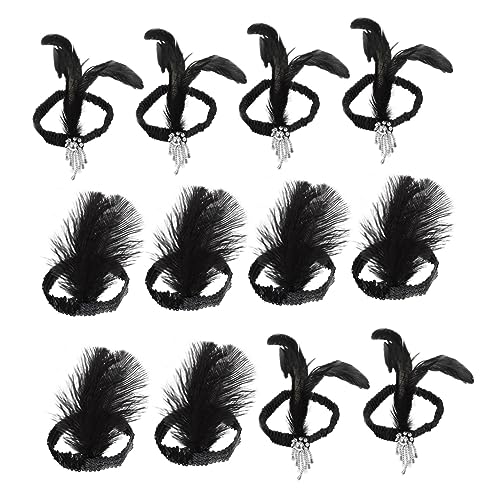 VICASKY 12 Stück Party-Kopfbedeckungen Festival-Haar-Accessoires Haarschmuck für Frauen Mädchen Haarschmuck für Damen Kopfteil schwarz Festival Haarzubehör Kopfbedeckungen für Frauen Black von VICASKY