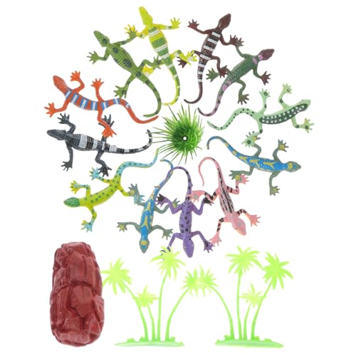 VICASKY 12 Stück Reptilienmodell Kleine Tierspielzeug Kleines Chamäleon Schlange Gecko Gecko Mini Tierfiguren Tortenaufsatz von VICASKY