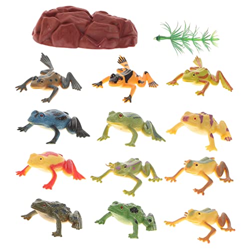 VICASKY 12 Stück Simulationsfroschmodell Froschspielzeug Miniatur realistisch Kleinkind winzig deko frösche für drinnen Tier Frosch-Statue froschhüpfer Plastik von VICASKY