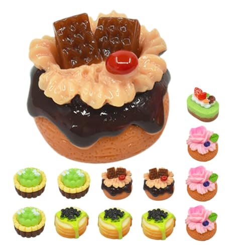 VICASKY 12 Stück Simulierter Obstkuchen Kuchen-Display-Modell Miniatur-Puppenhaus Halloween küchenspielzeug küche Dessertringe Spielzeuge Mini-Kuchen simulierter Minikuchen Harz von VICASKY