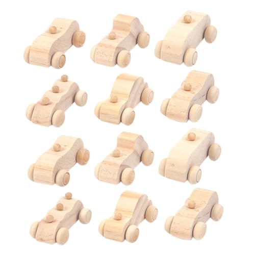 VICASKY 12 Stück Teiliges DIY Holzspielzeug Autos für Unlackierte Graffiti Spielzeuge Kreativität und Feinmotorik Geeignet für Kindergarten von VICASKY