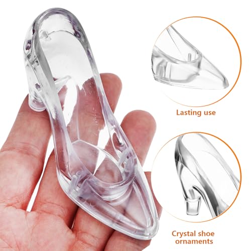 VICASKY 12 Stück Teiliges Kristall Schuhdekor Hochglänzende Glasfigur High Heel Deko Transparent Elegante Tisch Regaldekoration für Büro und Zuhause von VICASKY