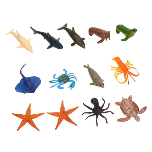 VICASKY 12 Stück Teiliges Meerestiere Bunte Kunststoff Figuren Pädagogisch Meeresleben Requisiten Lernspielzeug für Kreativität und Tiererkennung von VICASKY