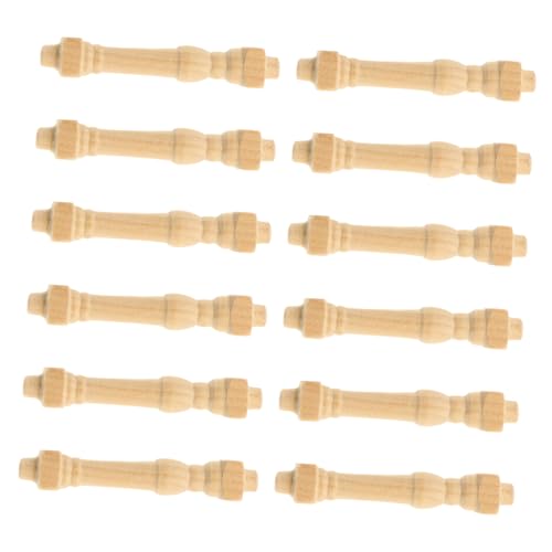 VICASKY 12 Stück Teiliges Mini Holzgeländer Langlebig Miniatur Möbel Geländerpfosten für Puppenhaus DIY Basteln Zubehör von VICASKY