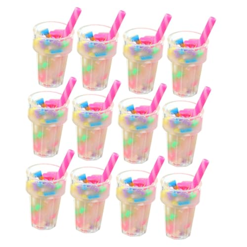 VICASKY 12 Stück Teiliges Miniatur Milchtee Modellset Realistische Puppenhaus Deko Lebendige Szene Accessoires Detailgetreue DIY Schlüsselanhänger Requisite für Miniaturspiel und von VICASKY