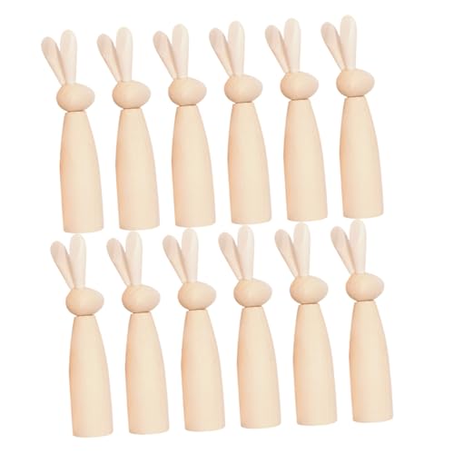 VICASKY 12 Stück Teiliges Set Unbemalte Holzfiguren Hasenkopf Peg Dolls für Kreatives Basteln Glatte Oberfläche Sicher zum Bemalen DIY für Familie VICASKY 12 Stück Teiliges Set Unbemalte Holzfiguren Hasenkopf Peg Dolls für Kreatives Basteln Glatte Oberfläche Sicher zum Bemalen DIY für Familie von VICASKY