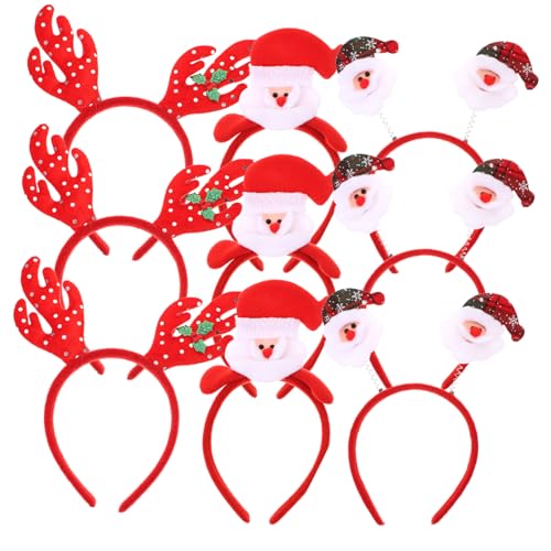 VICASKY 12 Stück Teiliges Weihnachts Party Haarreifen mit Rentiergeweih Weihnachtsmann und Schneemann Motiven Langlebig Harz Festliche Foto Requisiten für Erwachsene von VICASKY