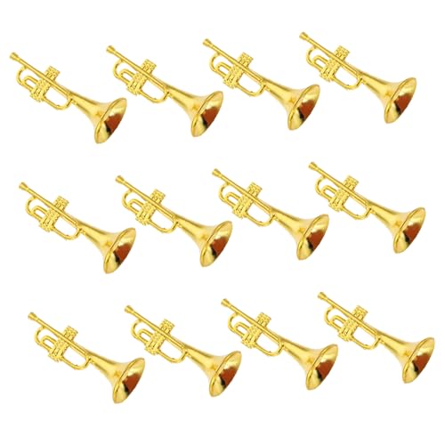 VICASKY 12 Stück Teiliges Weihnachtsbaum Dekorationsset Miniatur Musikinstrumente Goldene DIY Anhänger Musikinstrument Modell Weihnachtskranz Bastelzubehör für Festtagsdeko von VICASKY