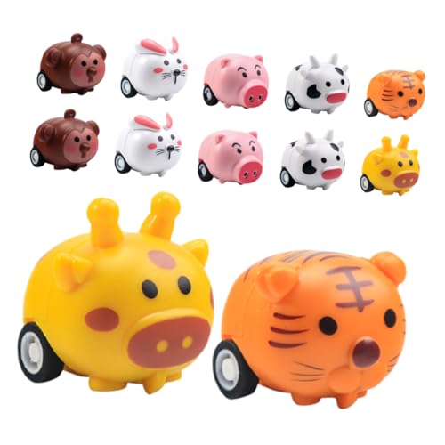 VICASKY 12 Stück Tier-zugautos, Kleine Spielzeugautos Für Kinder, Niedliches Cartoon-fahrzeugspielzeug Für Partygeschenke, Vorschulkinder, Kleinkinder, Jungen Und Mädchen VICASKY 12 Stück Tier-zugautos, Kleine Spielzeugautos Für Kinder, Niedliches Cartoon-fahrzeugspielzeug Für Partygeschenke, Vorschulkinder, Kleinkinder, Jungen Und Mädchen von VICASKY