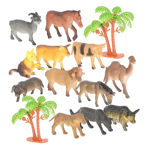VICASKY 12 Stück Tierspielzeugset Kleine Tierfiguren Zoo-tierfiguren Miniaturbaumtiere Mini-tierspielzeug Mini-bauernhoffiguren Tierisches Miniatur-tierfiguren Plastik von VICASKY