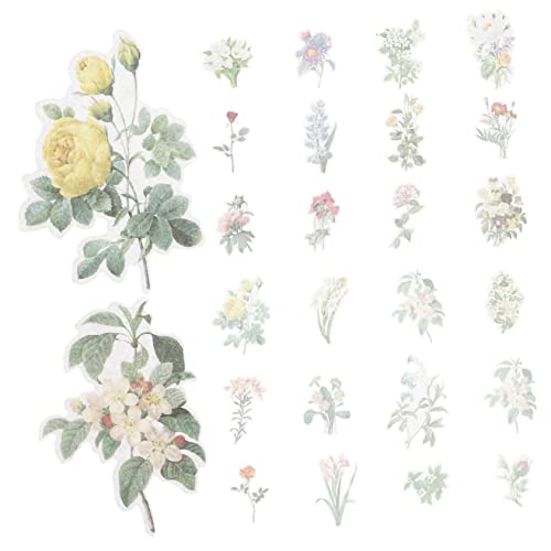 VICASKY 120 Stück Vintage Blumenaufkleber Scrapbook Retro Postkartenaufkleber Verzierungsaufkleber Journalaufkleber Zarte Aufkleber Memo Aufkleber Ästhetisches Journaling von VICASKY