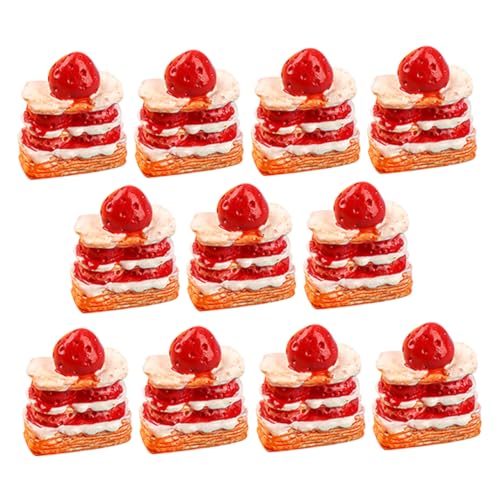 VICASKY 12St Erdbeer-Sahne-Torte Puppenhaus-Desserts Kuchen tun so, als würden sie Handytasche Modelle gefälschter Dessertkuchen Miniatur-Rollenspiel Handyhülle Zubehör gefälschter Kuchen von VICASKY