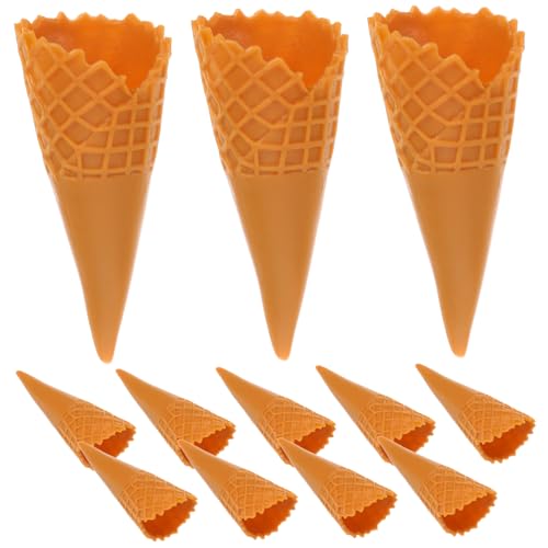 VICASKY 12St Knuspriger geldschrank wohnungsdeko Easy putz kalanchoe bisschen kleine Desserthörnchen Eislöffel Creme Mini-Eistüten gefälschte Eistüte zum Basteln PVC Brown von VICASKY