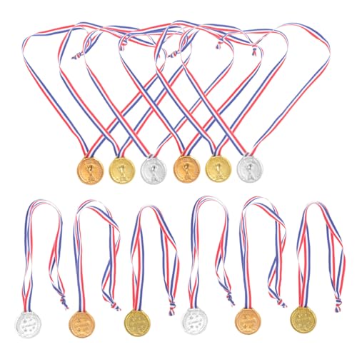 VICASKY 12 Stücke Sport Medaillen Spielzeug Für Fußball Medaillen Halloween Tasse Silber Bronze Kinder Medaillen von VICASKY