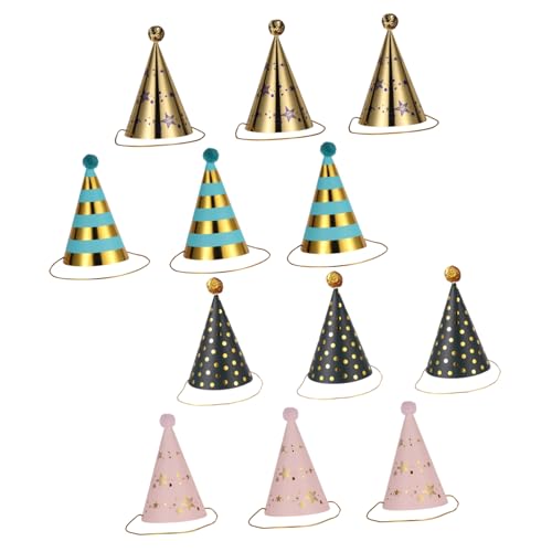 VICASKY 12St Papierhut Girlanden Dekoration golden Krone Papierkappe kinderparty mitgebsel cap lustig geburtstagshüte Festliche Kopfbedeckungen Geburtstagsparty-Kappe Partyhüte aus Papier von VICASKY