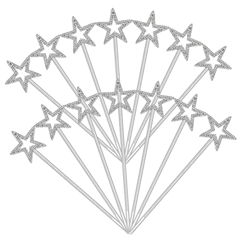 VICASKY 12St Zauberstab Silberner Stern Feenhaftes Fee-Kit Sternenstab Fairy Wand kinderkostüme Costume zauberw Partyspiel Feenstäbe Kinderspielzeug Plastik Silver von VICASKY