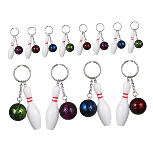 VICASKY 12Stücke Bowling Schlüsselanhänger Sportmotiv Schlüsselanhänger für Bowling Partygeschenke Mini Anhänger für Taschen und Schlüsselbund Vielseitig Einsetzbar von VICASKY