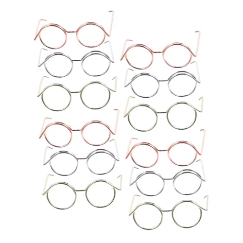 VICASKY 12Stücke Miniatur Puppenbrille aus Kupferdraht Linsenlose Dekorationsbrille für Puppen Roségold und Perfektes Zubehör für Kreative Spielideen von VICASKY