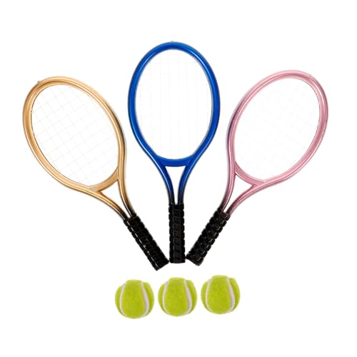 VICASKY 12sätze Mini Tennis Racket Schlüsselanhänger Miniatur Tennisschläger Mit Bällen Deko Für Puppenhäuser Und -projekte Hochwertige Verarbeitung Und Realistische Form von VICASKY