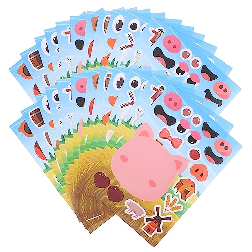 VICASKY 12st Bauernhof Aufkleber Lustige Tieraufkleber DIY -abziehbilder Tiergesicht-montageaufkleber DIY-Aufkleber Mit Tiergesicht Tiergesichtsaufkleber Kupferplattenaufkleber von VICASKY